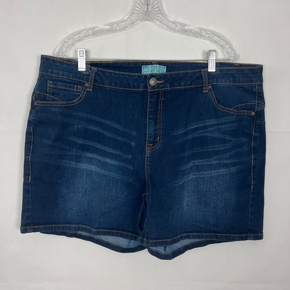 Wax Jean Womens Denim Short 3XL High Rise Dark Wash Stretch